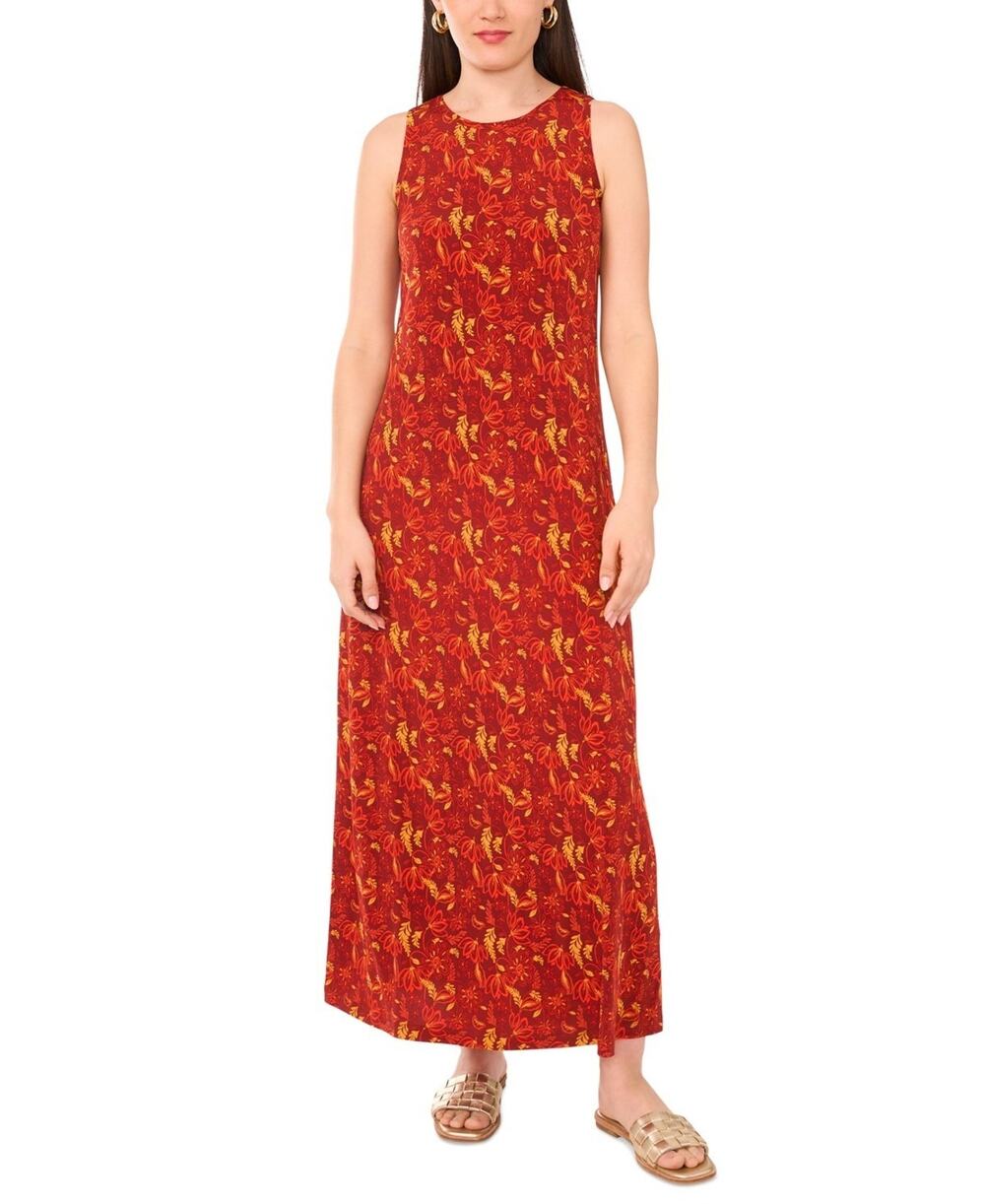 Vince Camuto Floral Sleeveless Keyhole-Back Crewneck Maxi Dress Size M 1879